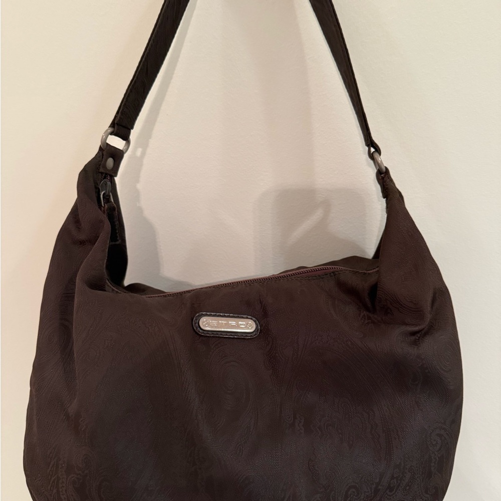 Etro paisley Elegant Brown Shoulder Bag hobo style zip